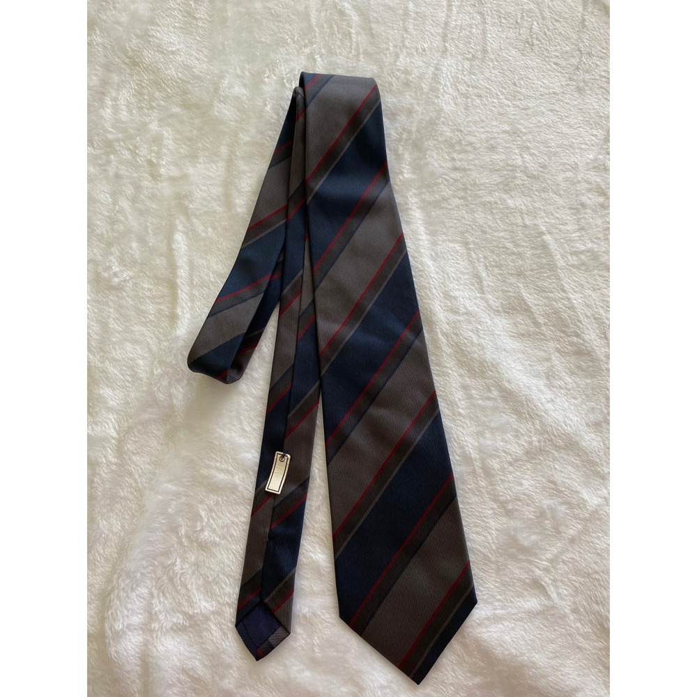 Valentino Cravatte Mens Tie Silk Made in Italy Grey Blue Striped Luxury Designer